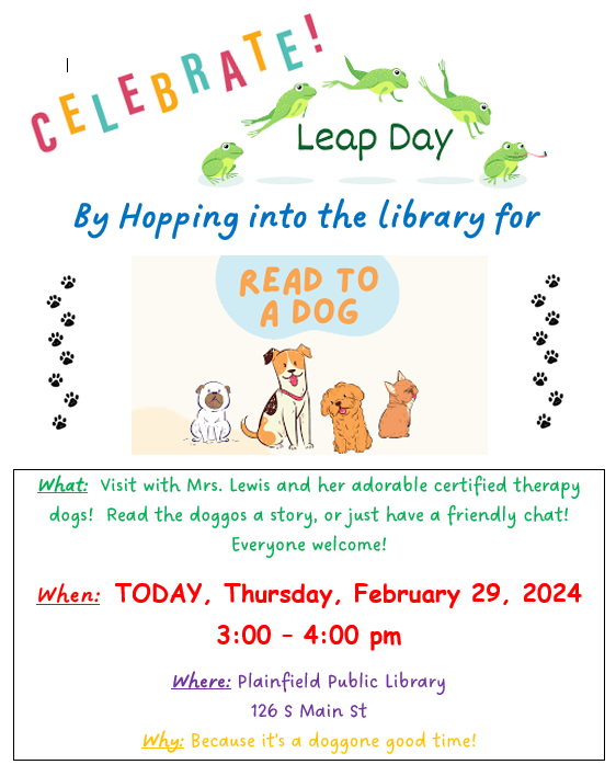 Celebrate Leap Day by Hopping in for Read to a Dog!